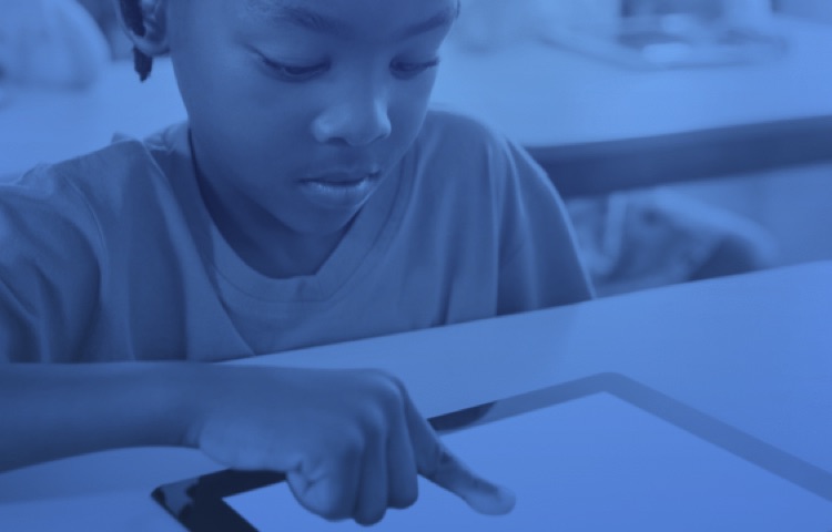 Student checking in on an iPad