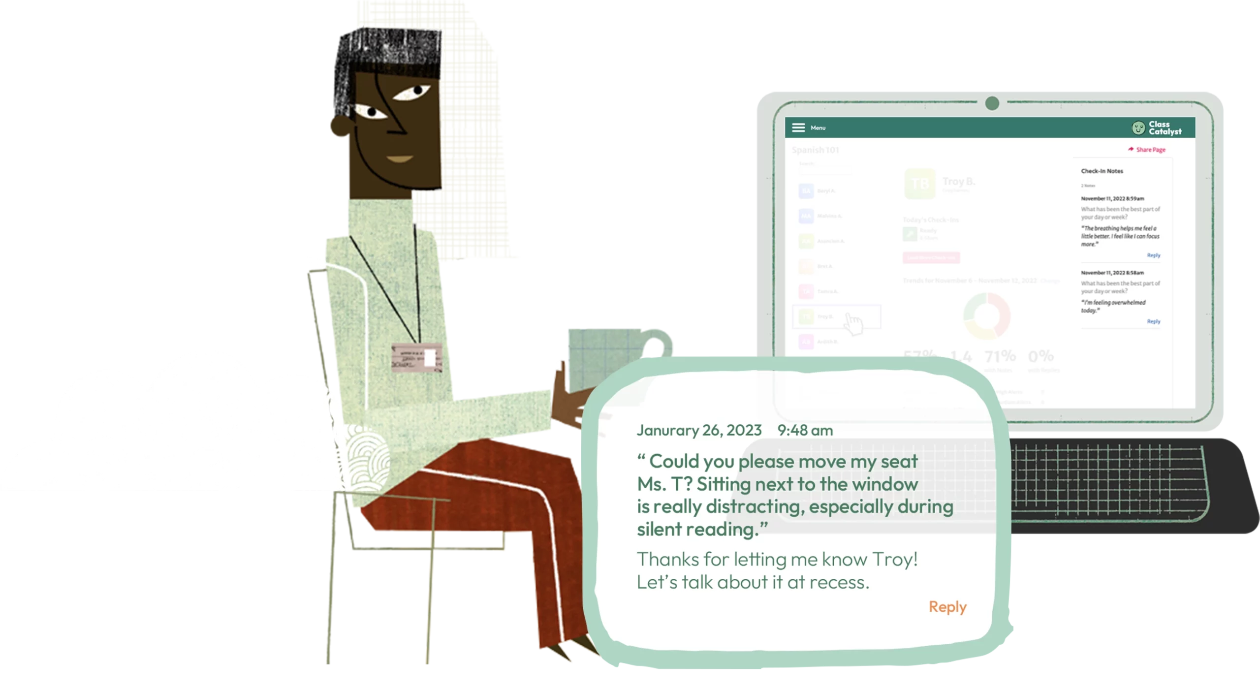 Tablet Showing Student Data for Administrators