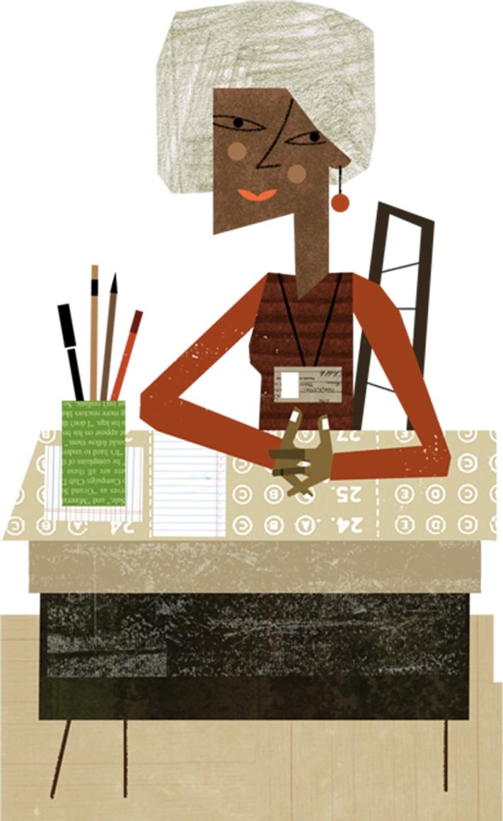 Principal at desk