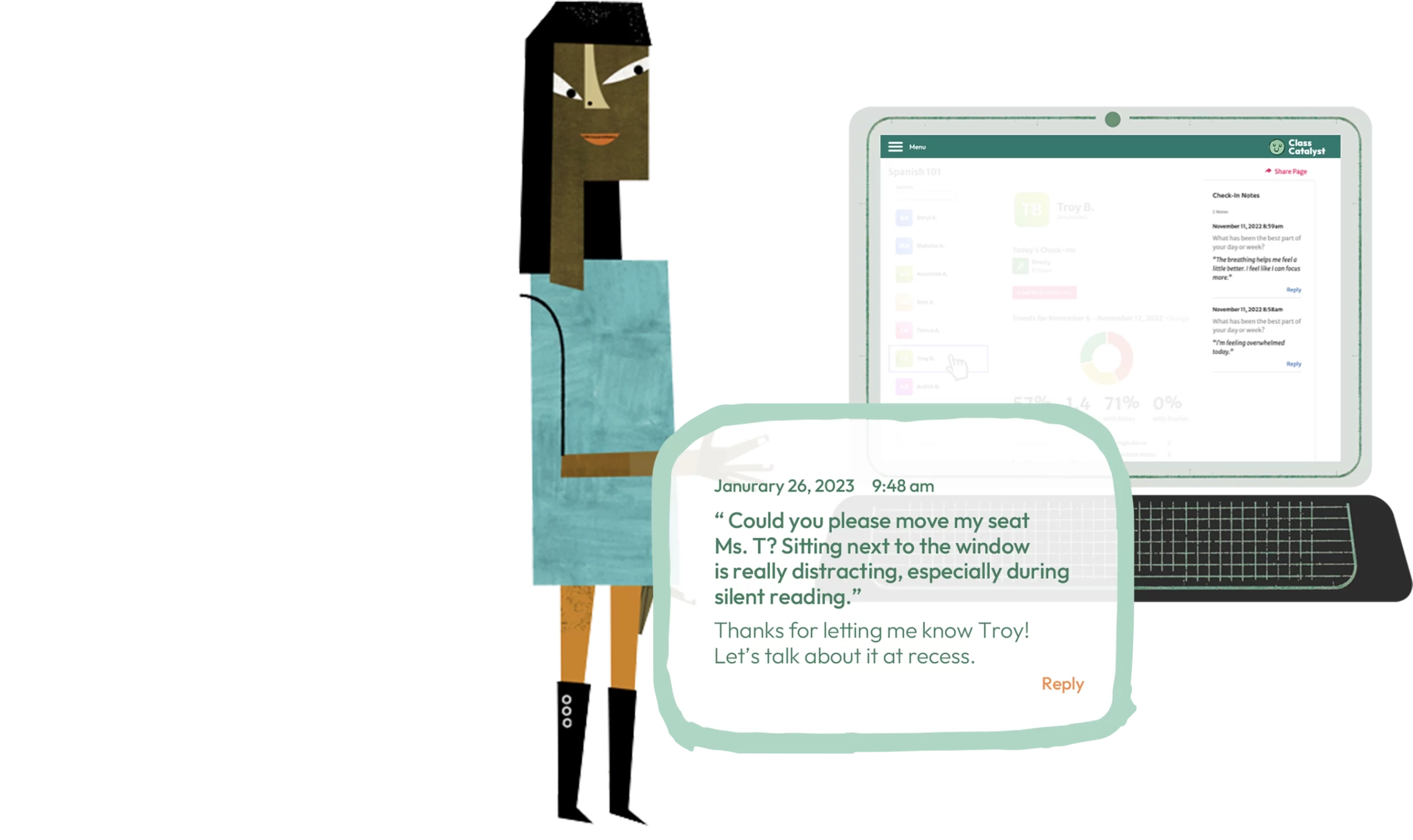 Tablet Showing Student Data for Teachers