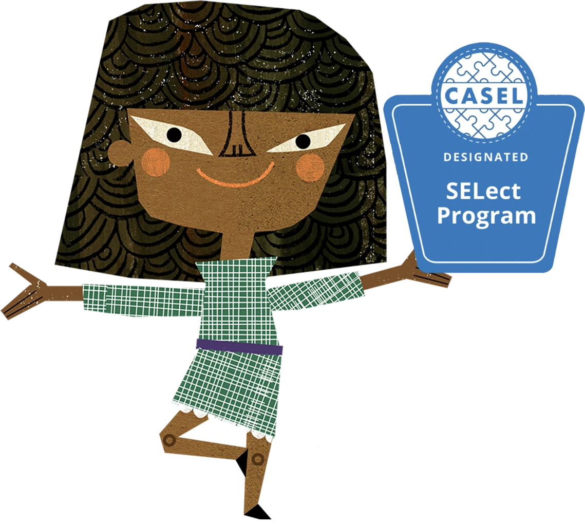 Student Yoga Pose with CASEL Badge