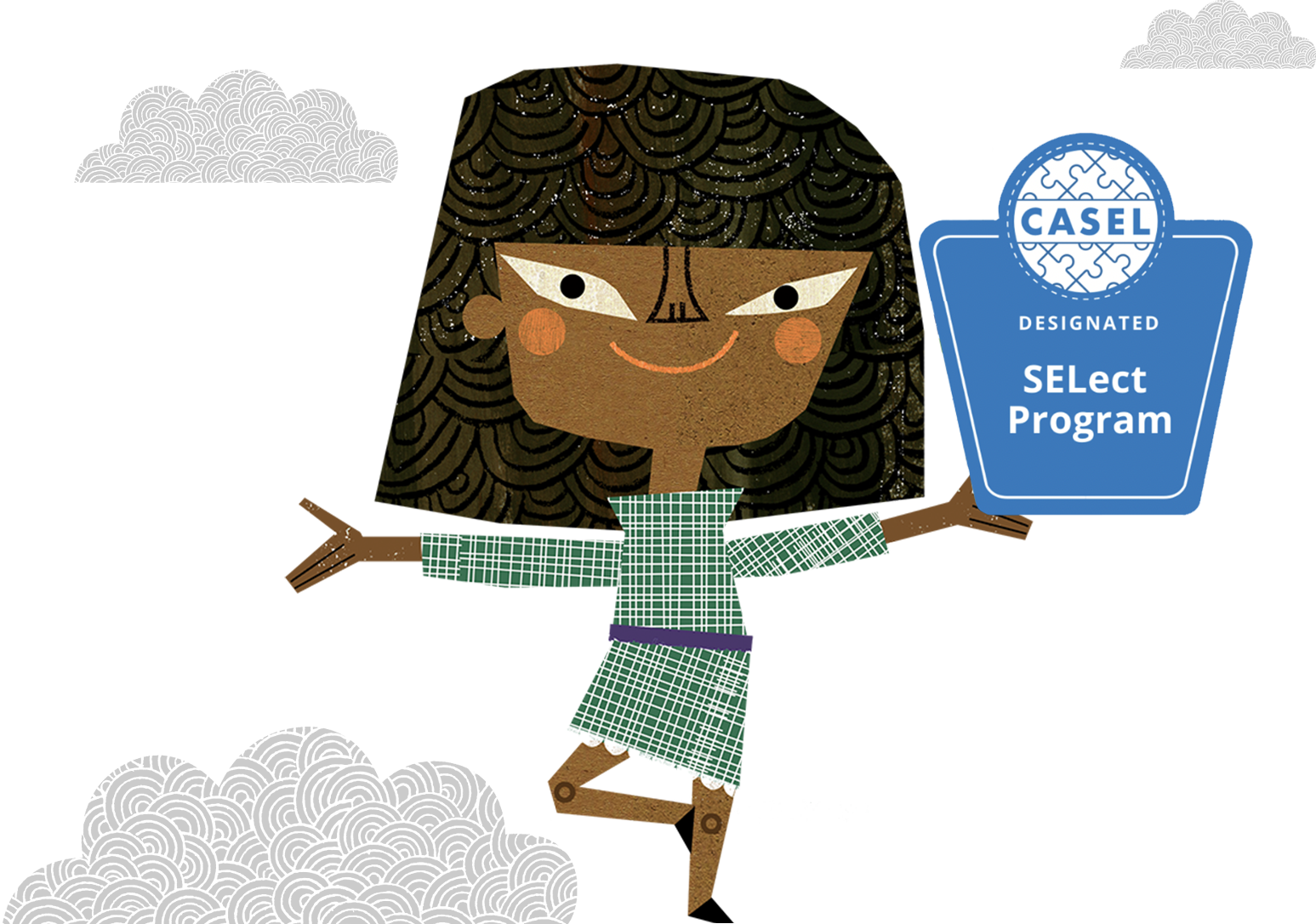 Student Yoga Pose with CASEL Badge