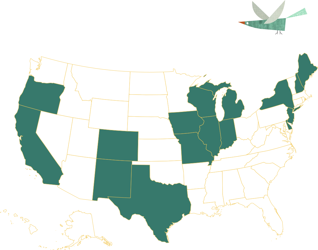 U.S. Map of States Class Catalyst Supports