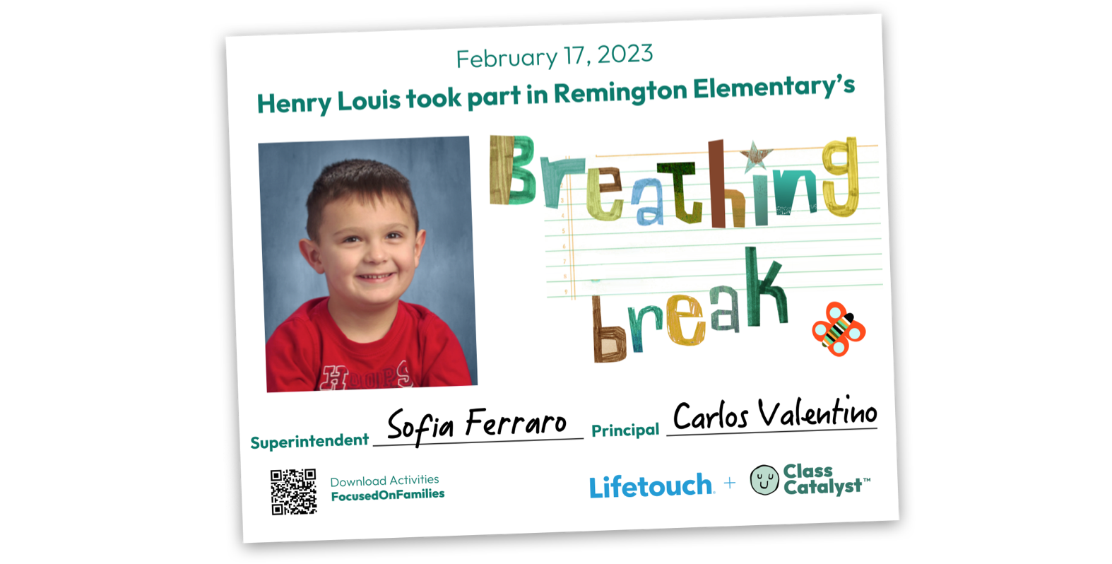 Lifetouch and Class Catalyst Certificate